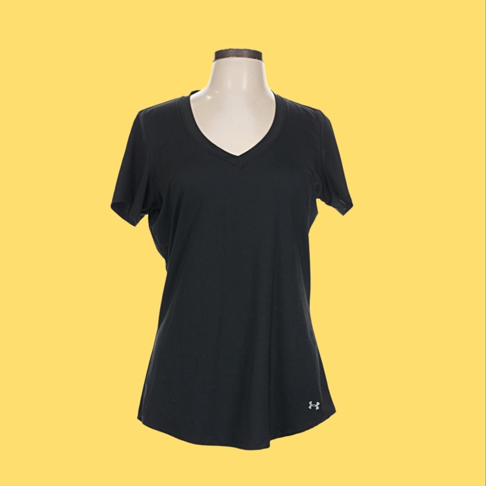 Under Armour Women's Black V-Neck Short Sleeve Athletic Top